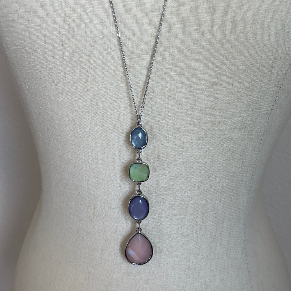 NEW Loft long shaped stones silver necklace